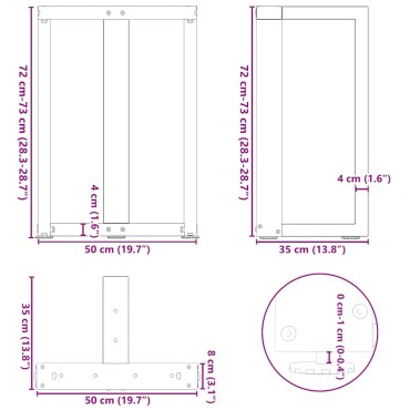 vidaXL Πόδια τραπεζαρίας σχήμα T 2 τεμ. Μαύρο 50x35x(72-73)cm Ατσάλι