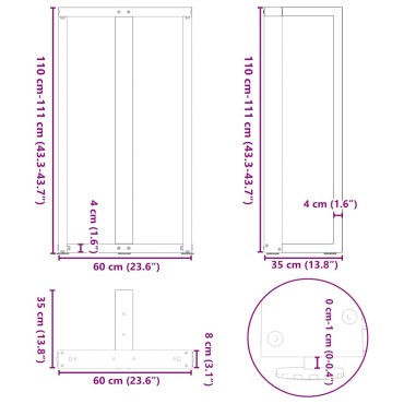 vidaXL Πόδια τραπεζιού μπαρ σχήμα T 2 τεμ. Ανθρακί 60x35x(110-111)cm