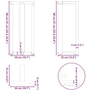 vidaXL Πόδια τραπεζιού μπαρ σε σχήμα T 2 τεμ. Μαύρο 50x35x(90-91)cm