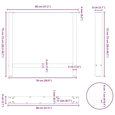 vidaXL Πόδια τραπεζαρίας Λευκό 2 τεμ. 80x(72-73)cm Ατσάλι