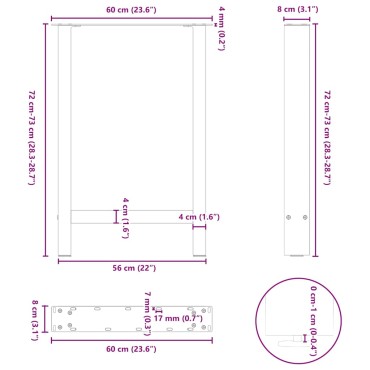vidaXL Πόδια τραπεζαρίας Λευκό 2 τεμ. 60x(72-73)cm Ατσάλι