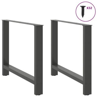 vidaXL Πόδια τραπεζαρίας Ανθρακί 2 τεμ. 90x(72-73)cm Ατσάλι