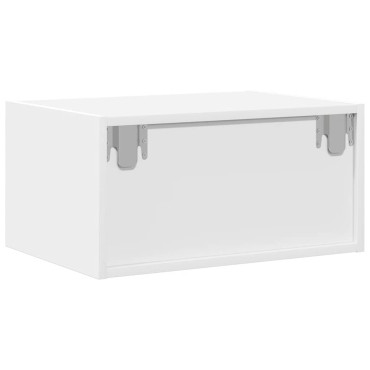 vidaXL Κομοδίνα Επιτοίχια με Φώτα LED 2 τεμ. Λευκά 51x35,5x25 cm
