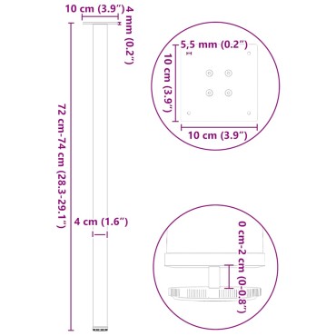 vidaXL Πόδια τραπεζιού κονσόλας 4 τεμ. Φυσικό ατσάλι Ατσάλι