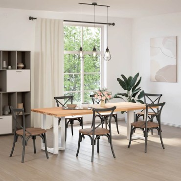 vidaXL Πόδια τραπεζαρίας σχήμα T 2 τεμ. Λευκό 50x35x(72-73)cm Ατσάλι