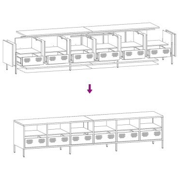 vidaXL Έπιπλο Τηλεόρασης Λαδί 202x39x43,5cm Ατσάλι Ψυχρής Έλασης