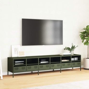 vidaXL Έπιπλο Τηλεόρασης Λαδί 202x39x43,5cm Ατσάλι Ψυχρής Έλασης