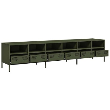 vidaXL Έπιπλο Τηλεόρασης Λαδί 202x39x43,5cm Ατσάλι Ψυχρής Έλασης