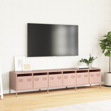 ντουλάπι τηλεόρασης vidaXL Ροζ 202x39x43,5cm Ατσάλι ψυχρής έλασης