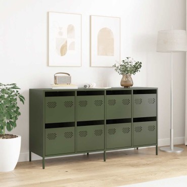 vidaXL Sideboard Ελαιοπράσινο 135x39x73,5cm Ατσάλι ψυχρής έλασης 1 τεμ.