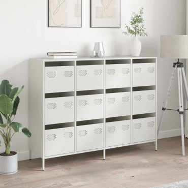 vidaXL Sideboard Λευκό 135x39x103,5cm Ατσάλι ψυχρής έλασης 1 τεμ.