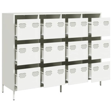 vidaXL Sideboard Λευκό 135x39x103,5cm Ατσάλι ψυχρής έλασης 1 τεμ.