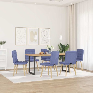 vidaXL Καρέκλες τραπεζαρίας 6 τεμ. τζιν μπλε ύφασμα 45x54x86 cm