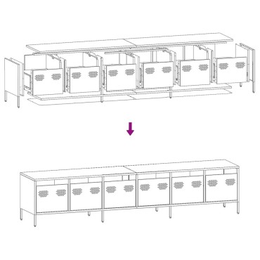 vidaXL Έπιπλο Τηλεόρασης Ανθρακί 202x39x43,5cm Ατσάλι Ψυχρής Έλασης