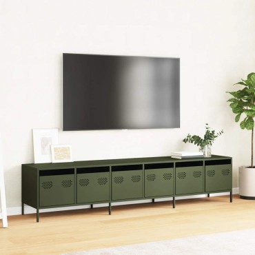 vidaXL Έπιπλο Τηλεόρασης Λαδί 202x39x43,5cm Ατσάλι Ψυχρής Έλασης