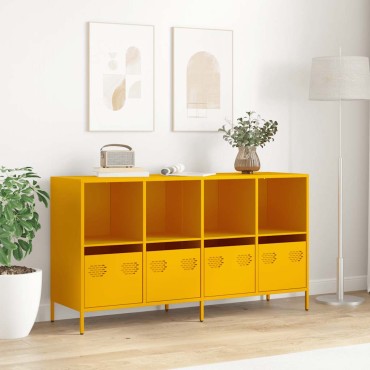 vidaXL Sideboard Μουστάρδα κίτρινη 135x39x73,5cm Ψυχρής έλασης χάλυβα 1 τεμ.