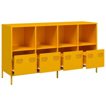 vidaXL Sideboard Μουστάρδα κίτρινη 135x39x73,5cm Ψυχρής έλασης χάλυβα 1 τεμ.