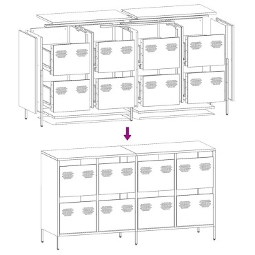 vidaXL Sideboard Μουστάρδα κίτρινη 135x39x73,5cm Ψυχρής έλασης χάλυβα 1 τεμ.