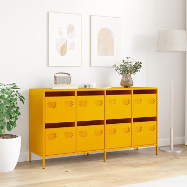 vidaXL Sideboard Μουστάρδα κίτρινη 135x39x73,5cm Ψυχρής έλασης χάλυβα 1 τεμ.