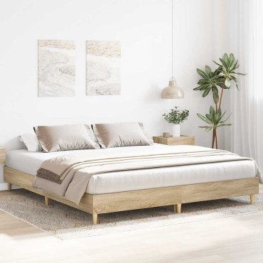 vidaXL Πλαίσιο Κρεβατιού Χωρ. Στρώμα Sonoma Δρυς 160x200cm Επ. Ξύλο 1 τεμ. - Διπλό