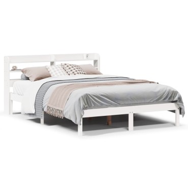 vidaXL Σκελετός Κρεβ. Χωρίς Στρώμα Λευκό 135x190 εκ Μασίφ Πεύκο