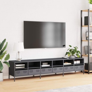 vidaXL Έπιπλο Τηλεόρασης Ανθρακί 202x39x43,5cm Ατσάλι Ψυχρής Έλασης
