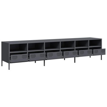 vidaXL Έπιπλο Τηλεόρασης Ανθρακί 202x39x43,5cm Ατσάλι Ψυχρής Έλασης