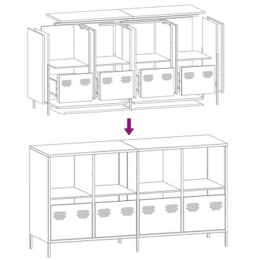 vidaXL Ντουλάπι Ροζ 135x39x73,5cm από Χάλυβα Ψυχρής Έλασης 1 τεμ.