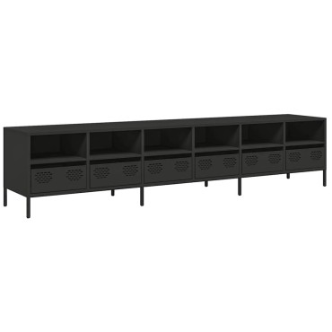 vidaXL Έπιπλο Τηλεόρασης Μαύρο 202x39x43,5cm Χάλυβας Ψυχρής Έλασης