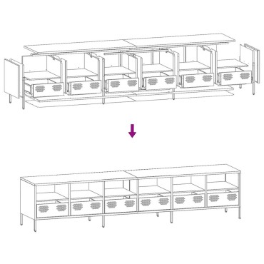 vidaXL Έπιπλο Τηλεόρασης Μαύρο 202x39x43,5cm Χάλυβας Ψυχρής Έλασης