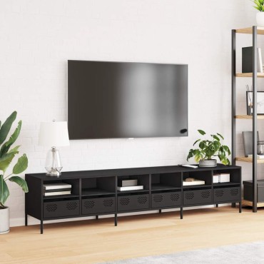 vidaXL Έπιπλο Τηλεόρασης Μαύρο 202x39x43,5cm Χάλυβας Ψυχρής Έλασης