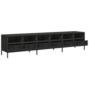 vidaXL Έπιπλο Τηλεόρασης Μαύρο 202x39x43,5cm Χάλυβας Ψυχρής Έλασης
