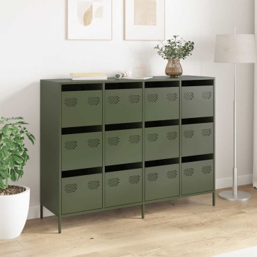 vidaXL Sideboard Olive Green 135x39x103,5cm Ατσάλι ψυχρής έλασης 1 τεμ.