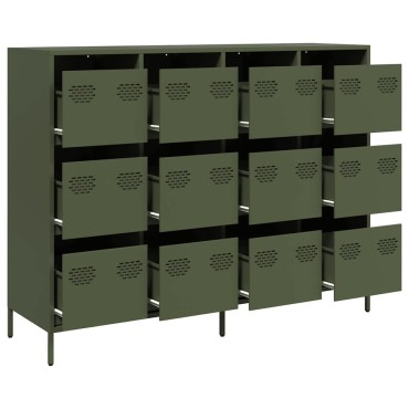 vidaXL Sideboard Olive Green 135x39x103,5cm Ατσάλι ψυχρής έλασης 1 τεμ.