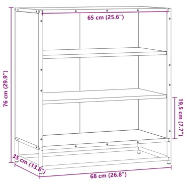 vidaXL Sideboard Καπνιστή βελανιδιά Κατασκευασμένο ξύλο και μέταλλο 68x35x76 cm 1 τεμ.