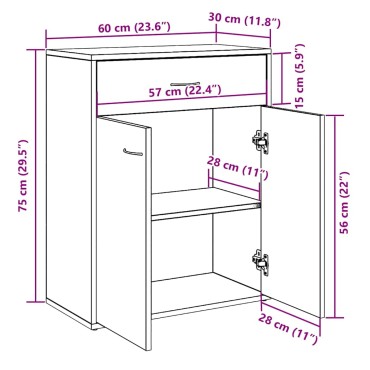 vidaXL Sideboard Παλιό ξύλο 60x30x75cm Ξύλο μηχανής 1 τεμ.