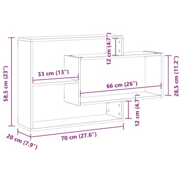 vidaXL Ράφι τοίχου Artisan Oak 104x20x58,5cm Κατασκευασμένο ξύλο 1 τεμ.