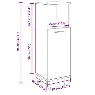 vidaXL Ντουλάπι Μπάνιου Τεχνίτης Δρυς 30x30x95cm Επεξεργασμένο Ξύλο