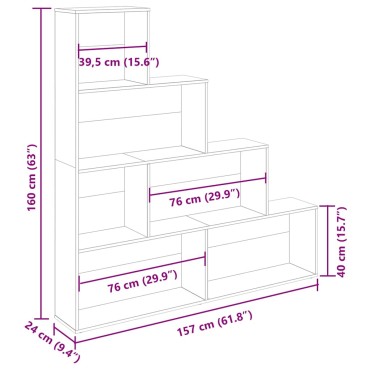 vidaXL Ντουλάπι βιβλίων Artisan Oak 157x24x160cm Κατασκευασμένο ξύλο 1 τεμ.
