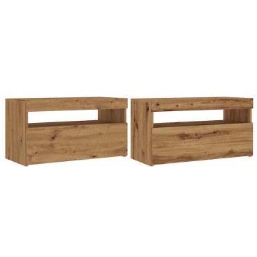 vidaXL σετ ντουλαπιών τηλεόρασης 2 τεμ. με φώτα LED Artisan Oak 75x35x40 cm