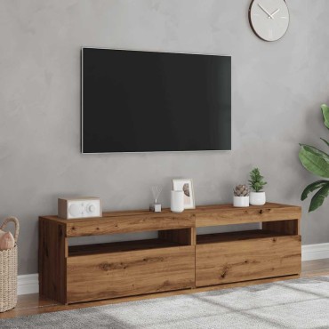vidaXL σετ ντουλαπιών τηλεόρασης 2 τεμ. με φώτα LED Artisan Oak 75x35x40 cm