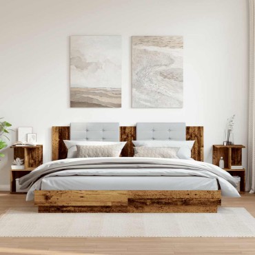 vidaXL Κομοδίνα 2 τεμ. Παλιό ξύλο 35x35x55cm Κατασκευασμένο ξύλο