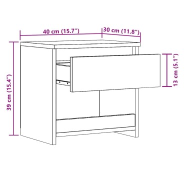 vidaXL Κομοδίνο ντουλάπι Artisan Oak 40x30x39cm Κατασκευασμένο ξύλο 1 τεμ.