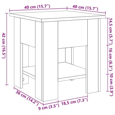 vidaXL Τραπεζάκι σαλονιού παλιό ξύλο 40x40x42cm Ξύλο μηχανής 1 τεμ.