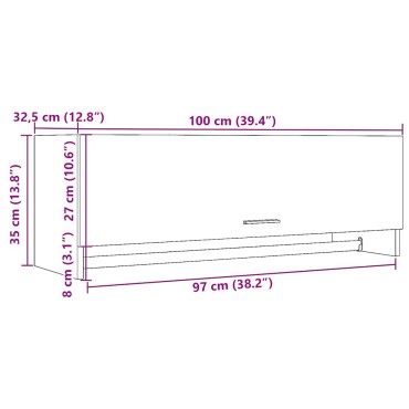 vidaXL Ντουλάπα Παλαιό ξύλο 100x32,5x35cm Ξύλινο μηχανουργικό ξύλο 1 τεμ.