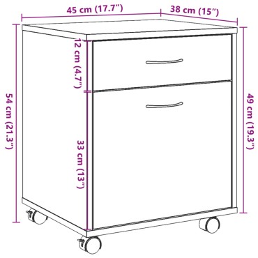 vidaXL Τροχήλατο ντουλάπι παλιού ξύλου 45x38x54cm Ξύλο μηχανής