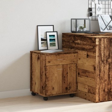 vidaXL Τροχήλατο ντουλάπι παλιού ξύλου 45x38x54cm Ξύλο μηχανής