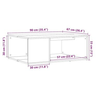 vidaXL Τραπεζάκι σαλονιού παλιό ξύλο 90x67x33cm Ξύλο μηχανής 1 τεμ.