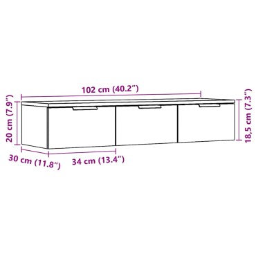 vidaXL Ντουλάπι τοίχου Artisan Oak 102x30x20cm Κατασκευασμένο ξύλο 1 τεμ.