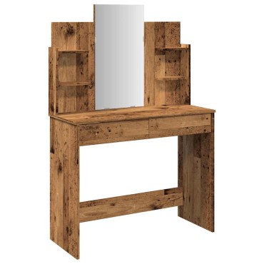 vidaXL Κομοδίνο με καθρέφτη Παλιό ξύλο 96x39x142cm